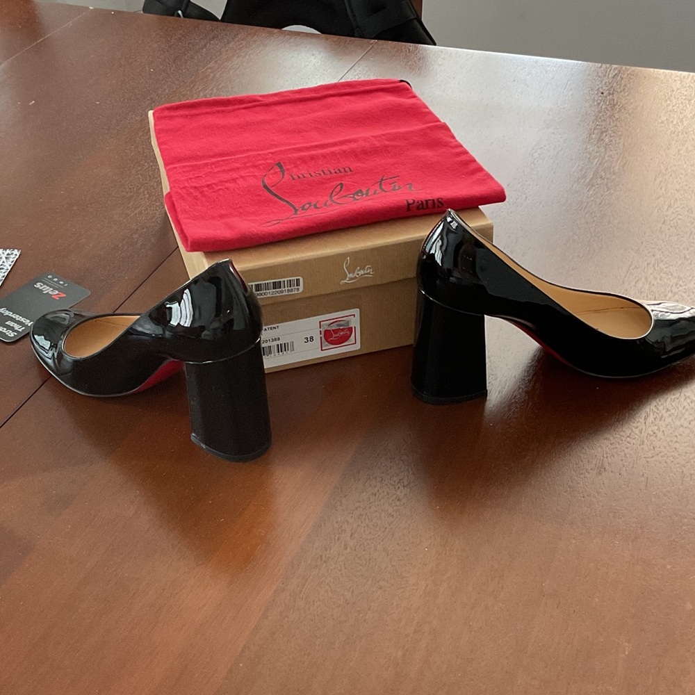 Christian Louboutin Black Block Heel Pumps